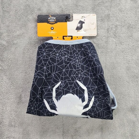 Dog Black & White Halloween Graphic Spider T Shirt Costume upto 40lbs Size M - Picture 6 of 6